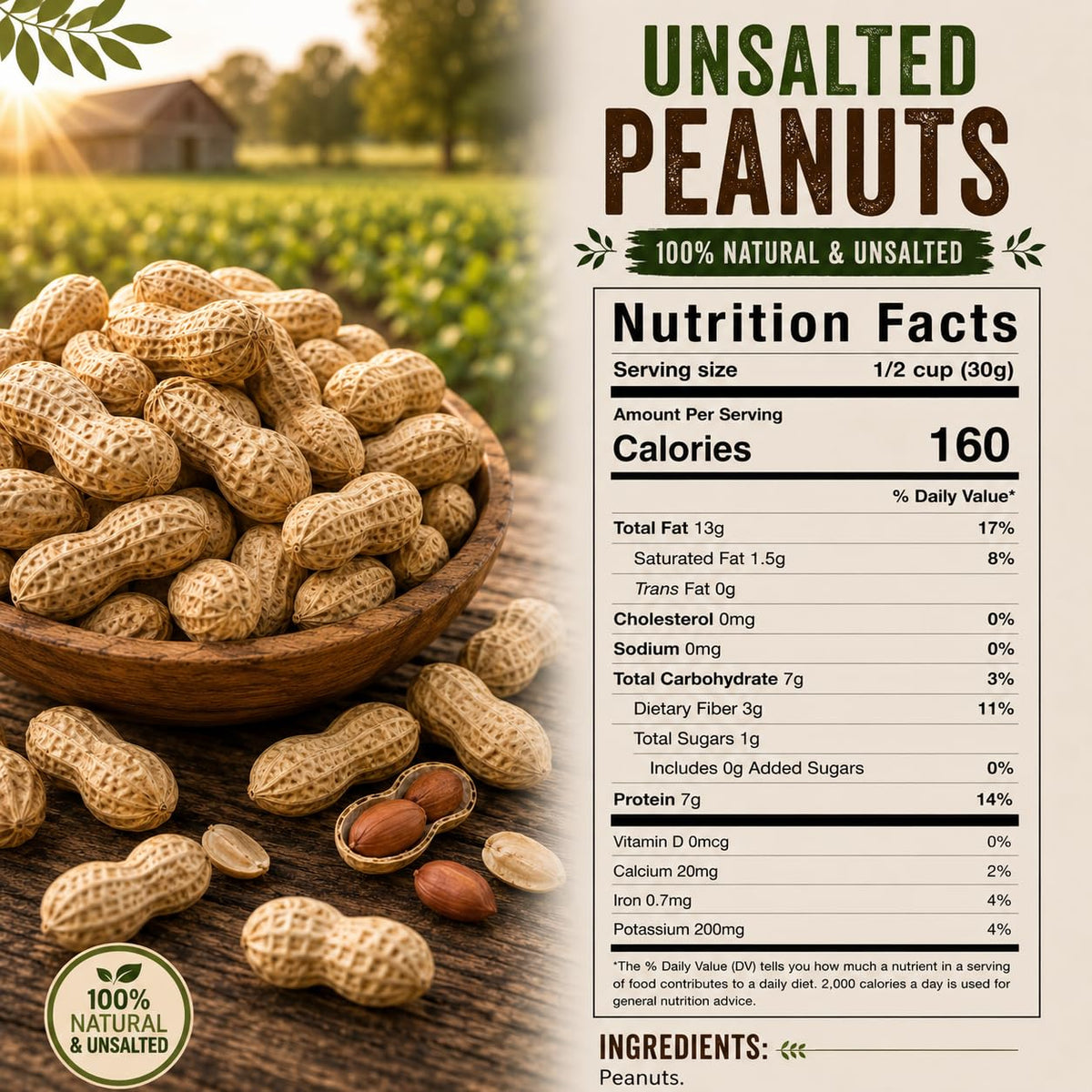 4 LB Unsalted Roasted Peanuts In Shell R1149