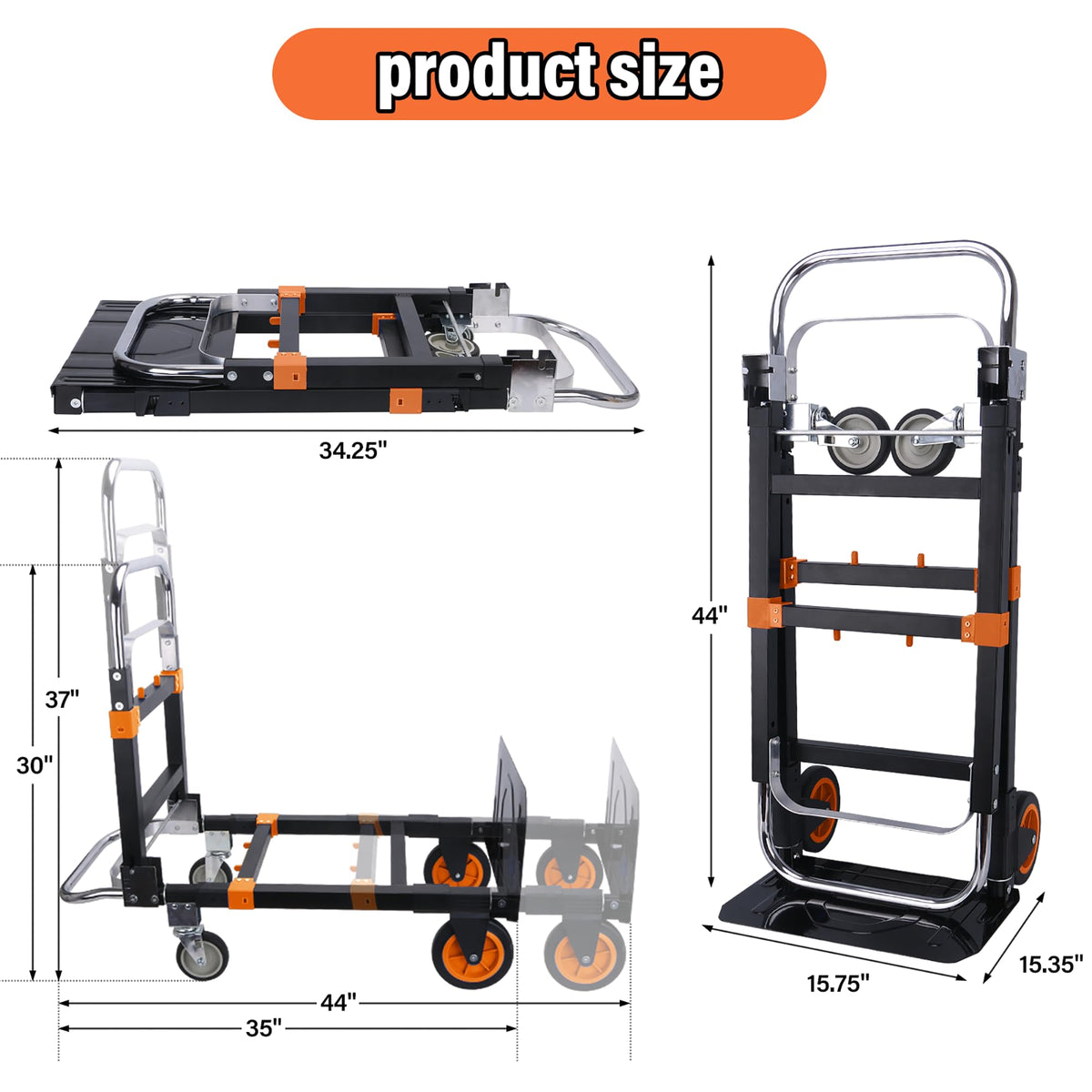 3 in 1 Folding Hand Truck 500lbs Capacity R612