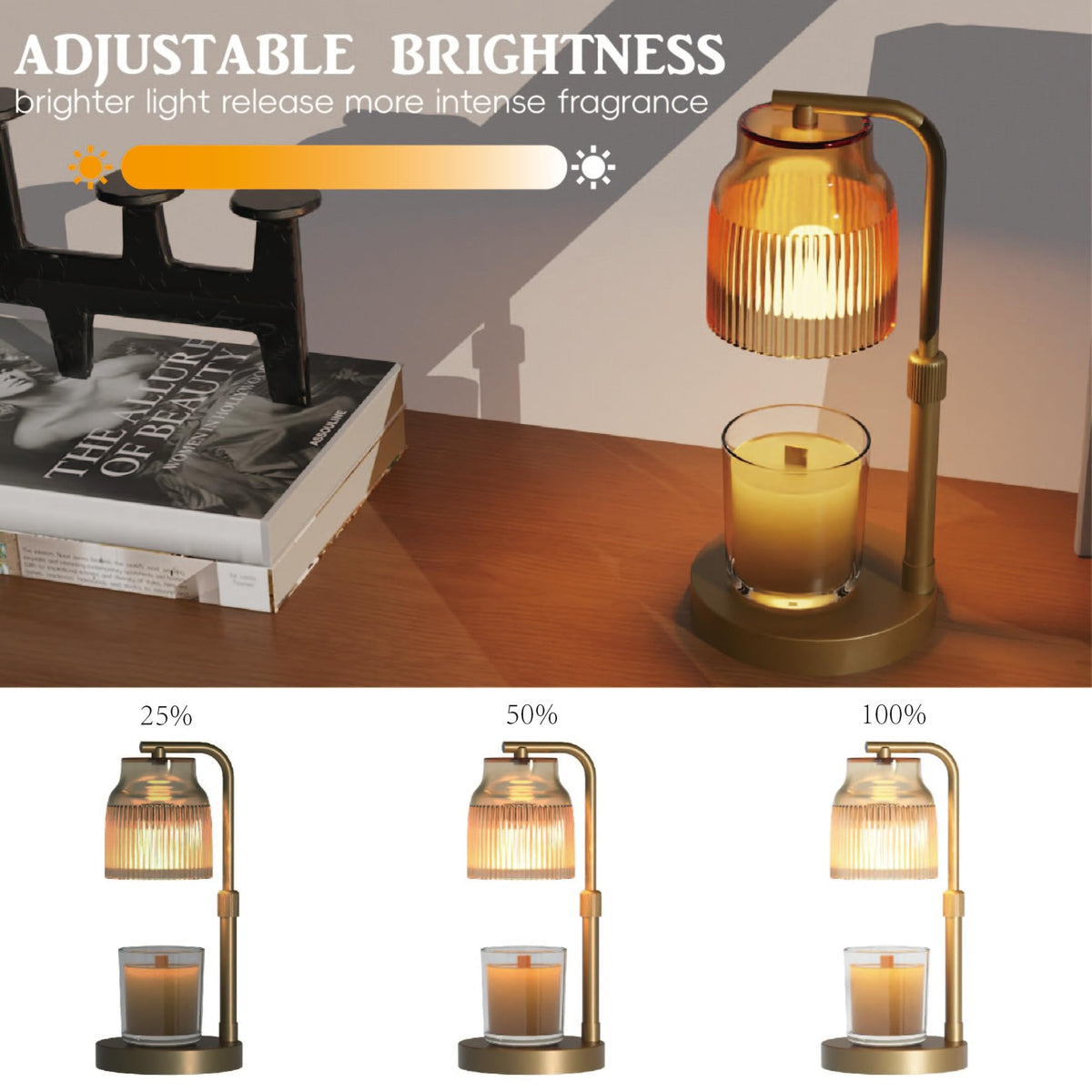 Candle Warmer Lamp with Timer Dimmer Adjustable Height J7549