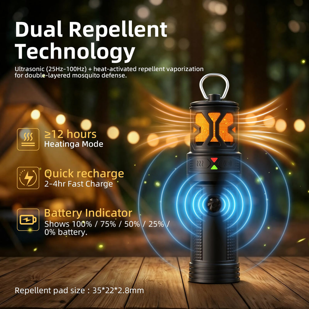 Portable Ultrasonic Mosquito Repeller with Carabiner Hook (6 Refills) H497192