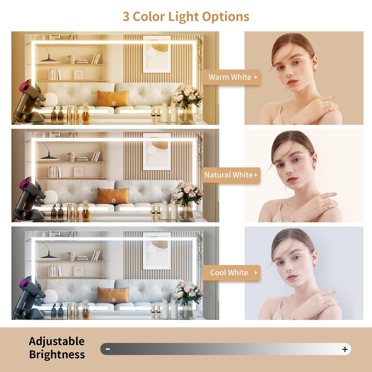 Vanity with Lighted Mirror B9016