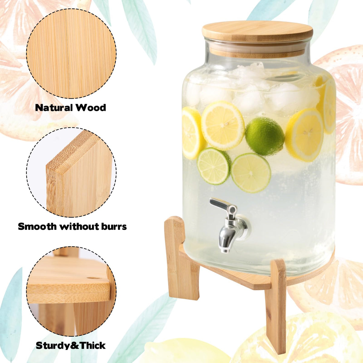 Wooden Drink Dispenser Stand and Water Jug Holder B461
