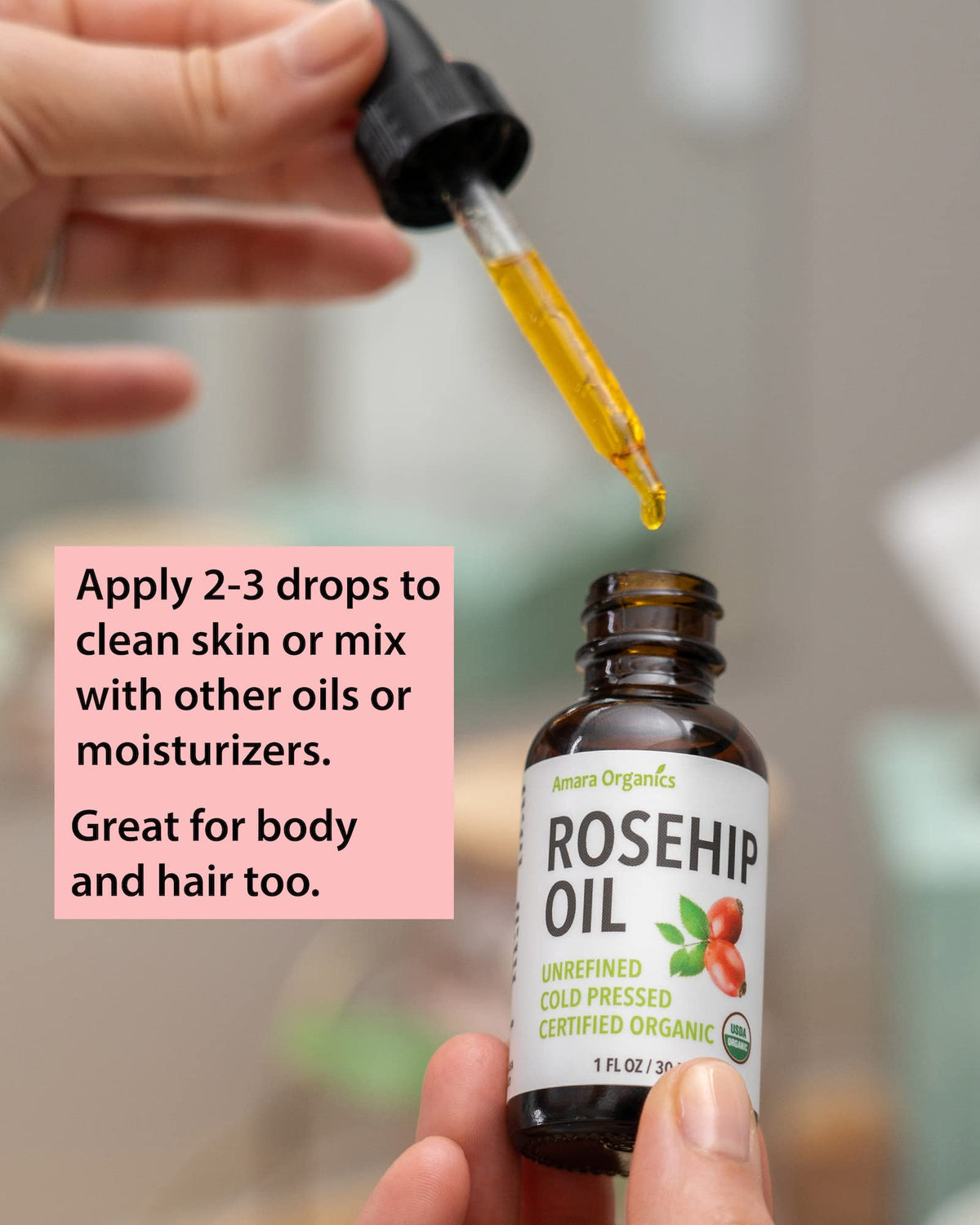 Cold Pressed Rosehip Seed Oil 1 Oz O53032