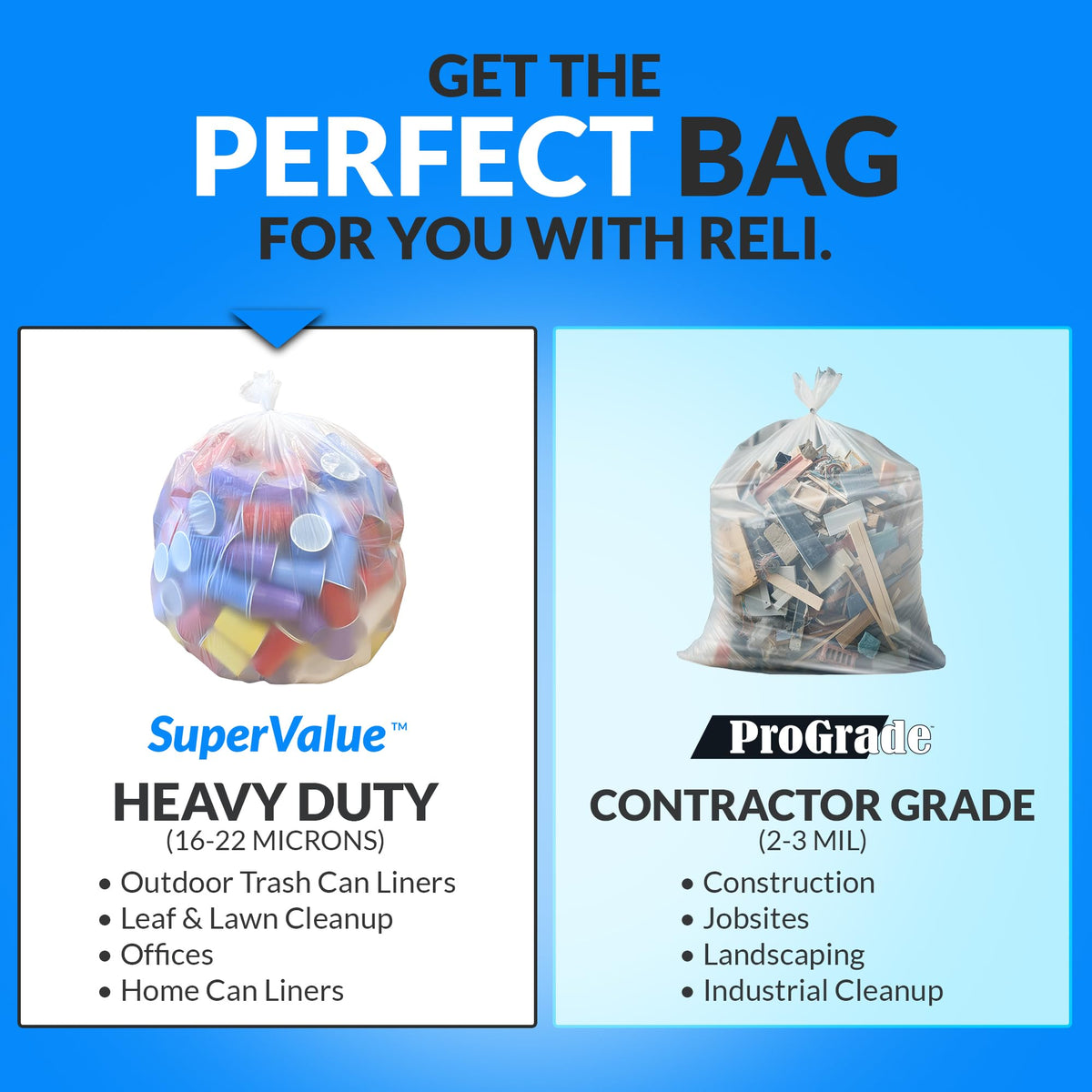 55 Gallon Heavy Duty Clear Trash Bags 100 Count X94792