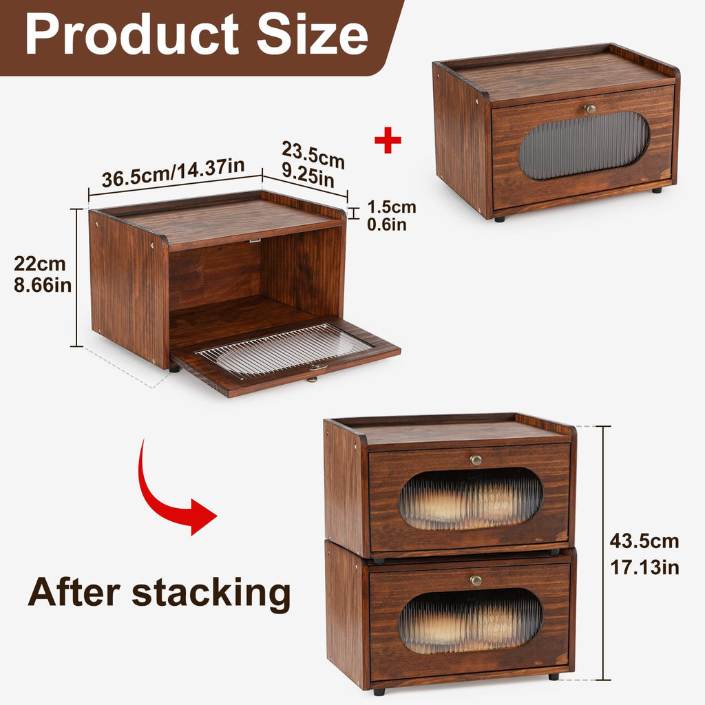 Wooden Bread Box with Acrylic Window A53742