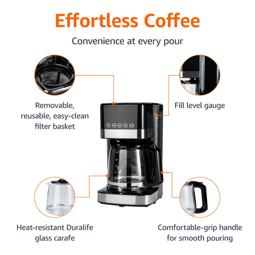 12 Cup Programmable Drip Coffee Maker with Glass Pot J224