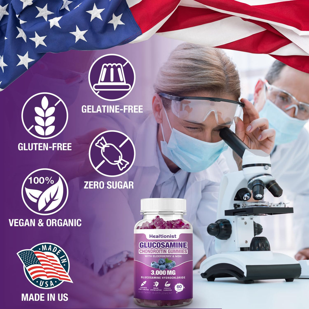 3000mg Glucosamine Chondroitin Gummies with MSM & Elderberry 120 Cts Z46912