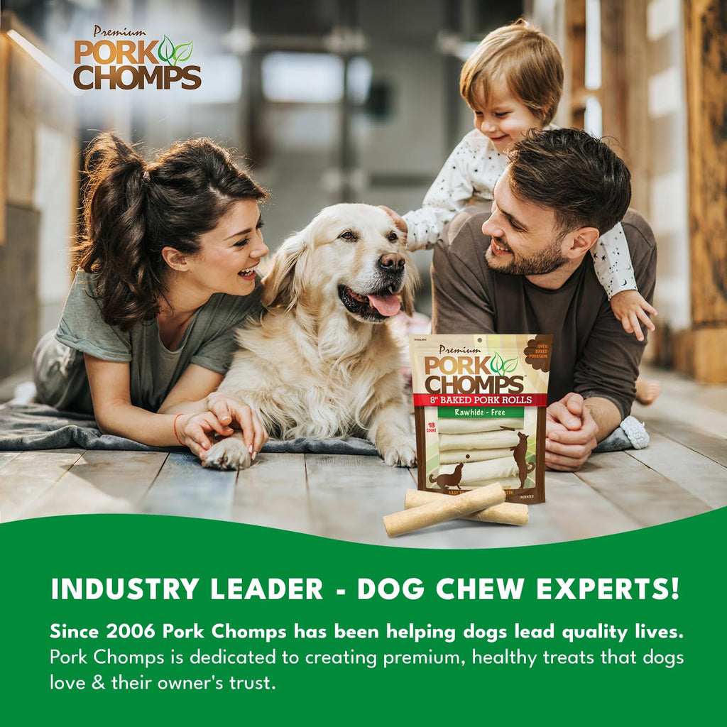Pork Skin Dog Chews, 8in Rolls, 18ct D440182