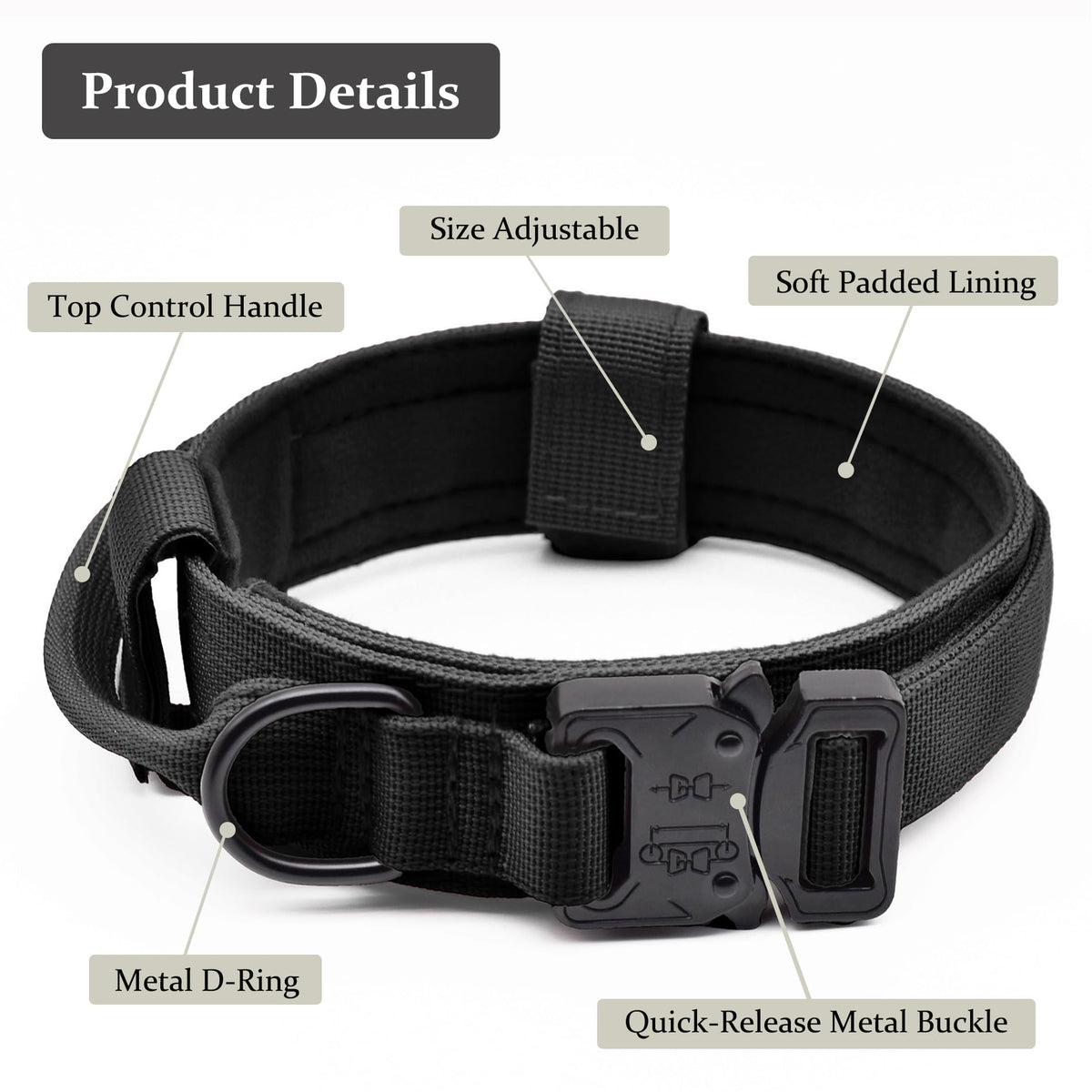 Adjustable Nylon Tactical Dog Collar H1084