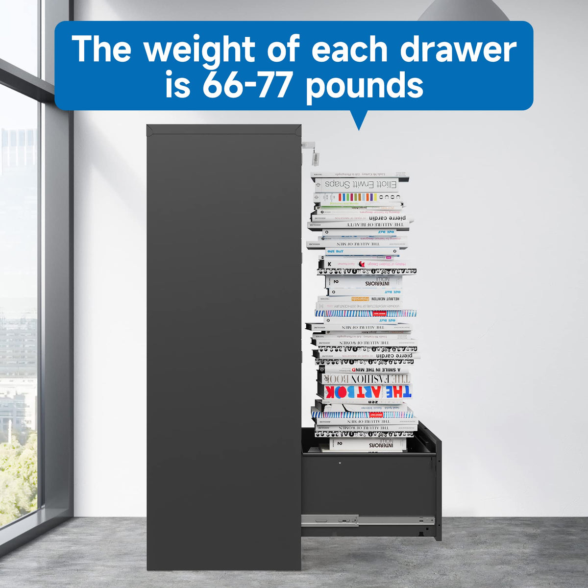 4 Drawer Black Metal Filing Cabinet with Lock W7496