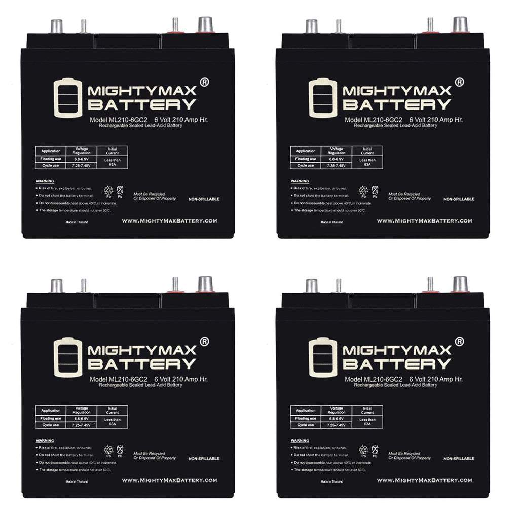 6V 210AH Dual Terminal SLA Replacement Battery 4 Pack B369