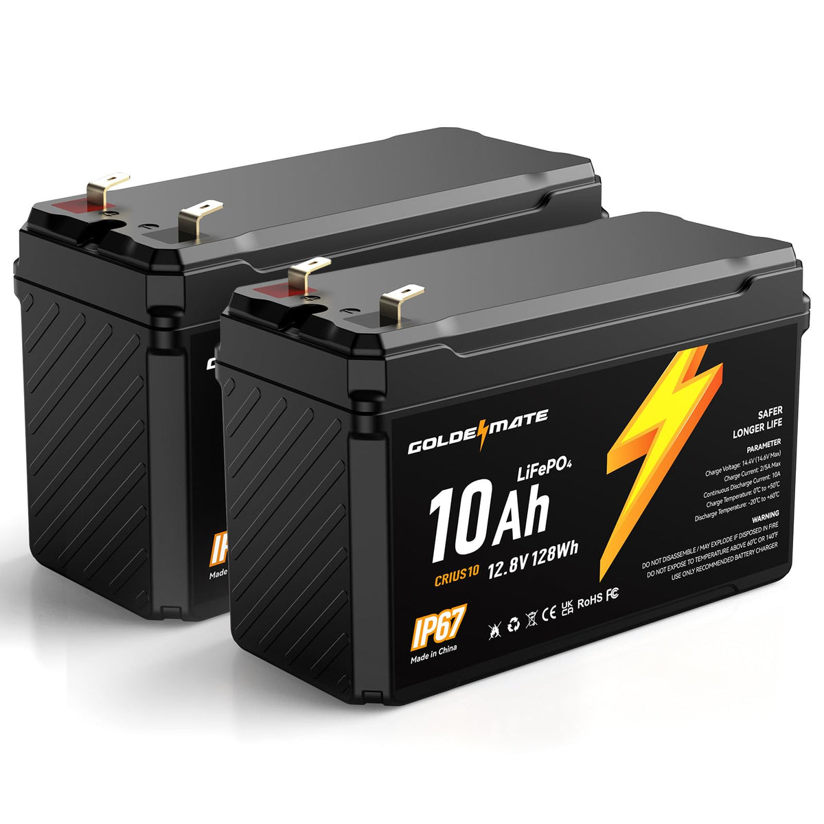 12V 10Ah Lithium LiFePO4 Battery 2 Packs N131687