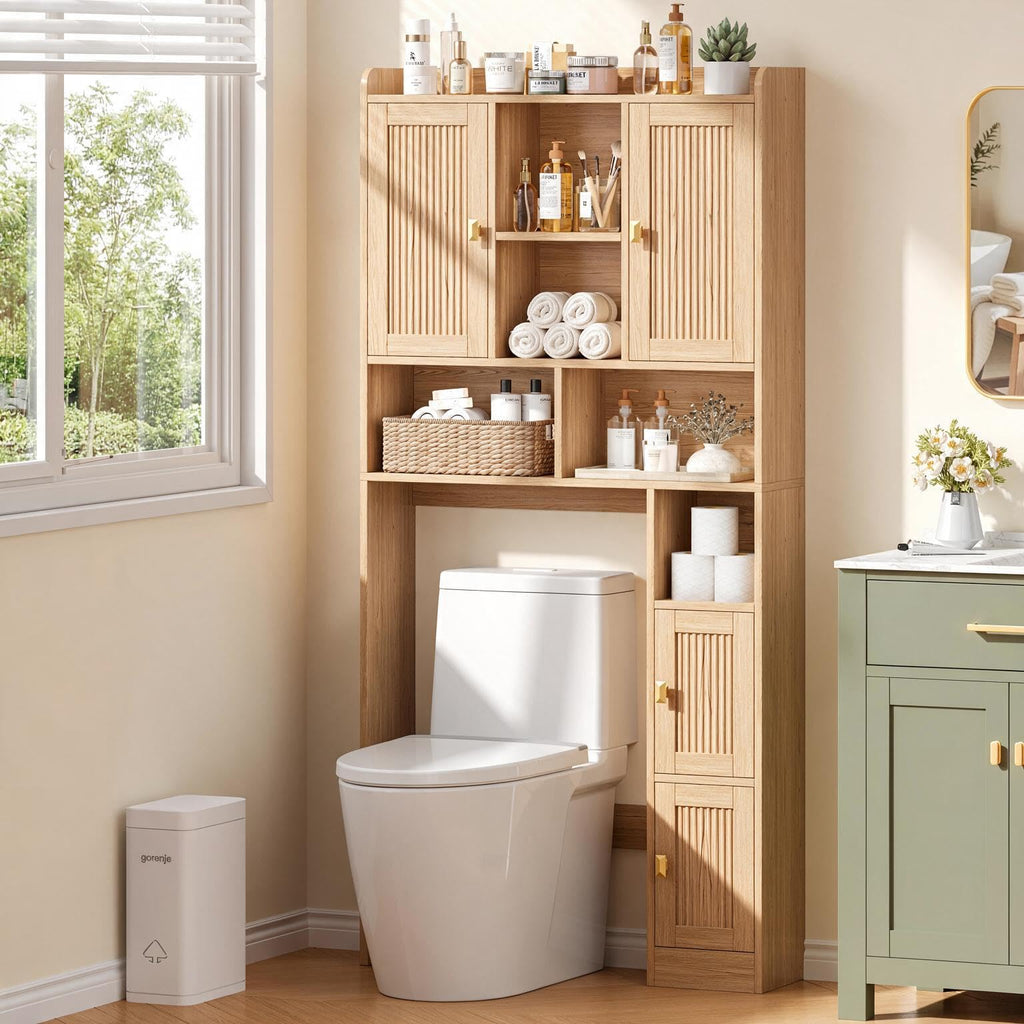 Over The Toilet Storage Cabinet with 4 Doors V764
