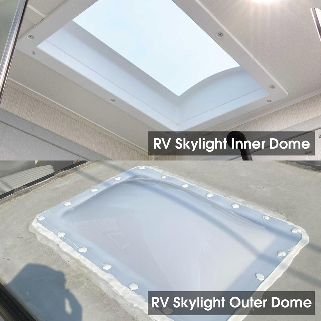 18" x 26" RV Shower Skylight Cover Outer Dome with Inner Dome and Sealant, White R874335