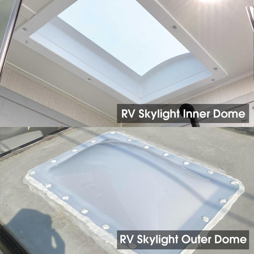 18" x 26" RV Shower Skylight Cover Outer Dome with Inner Dome and Sealant, White R874335