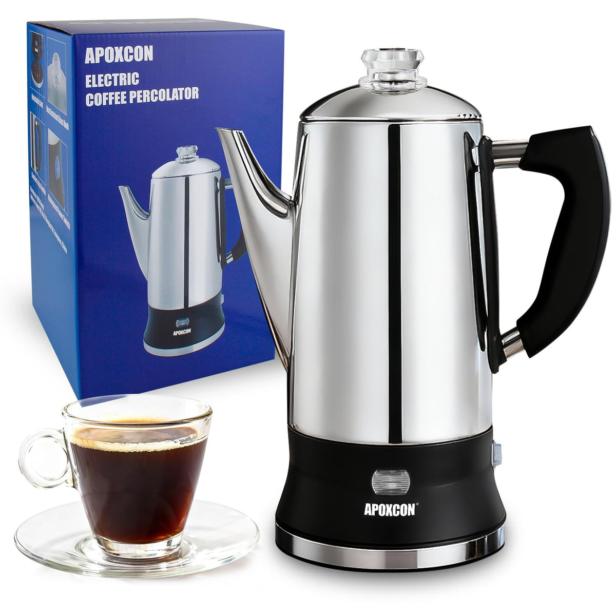 12 Cup Stainless Steel Electric Coffee Percolator U9658