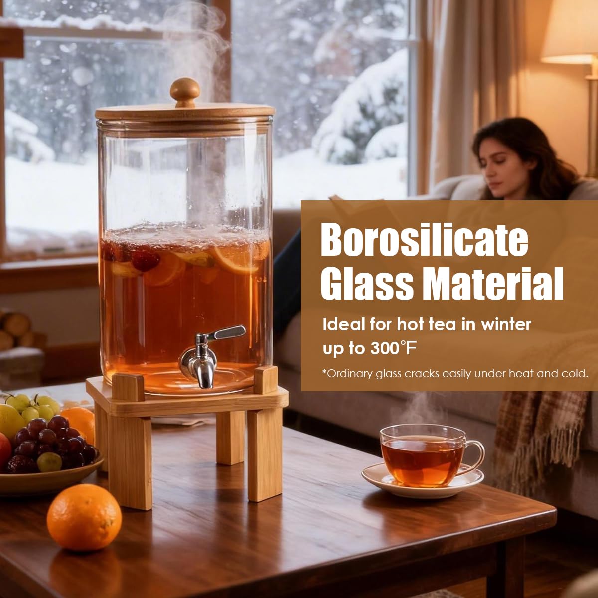 2.3 Gallon Glass Beverage Dispenser with Spigot X294