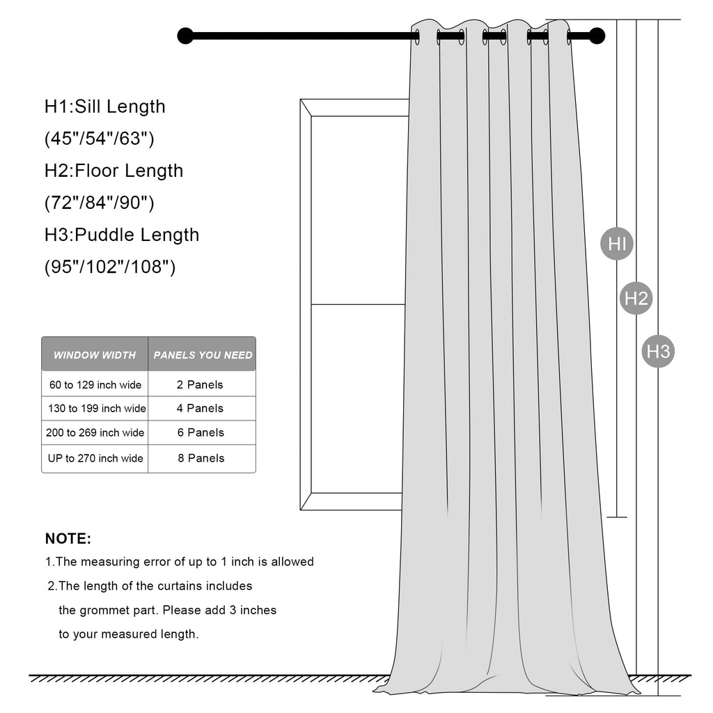 Linen Blackout Curtains 84 Inches Long 2 Panels Set O671