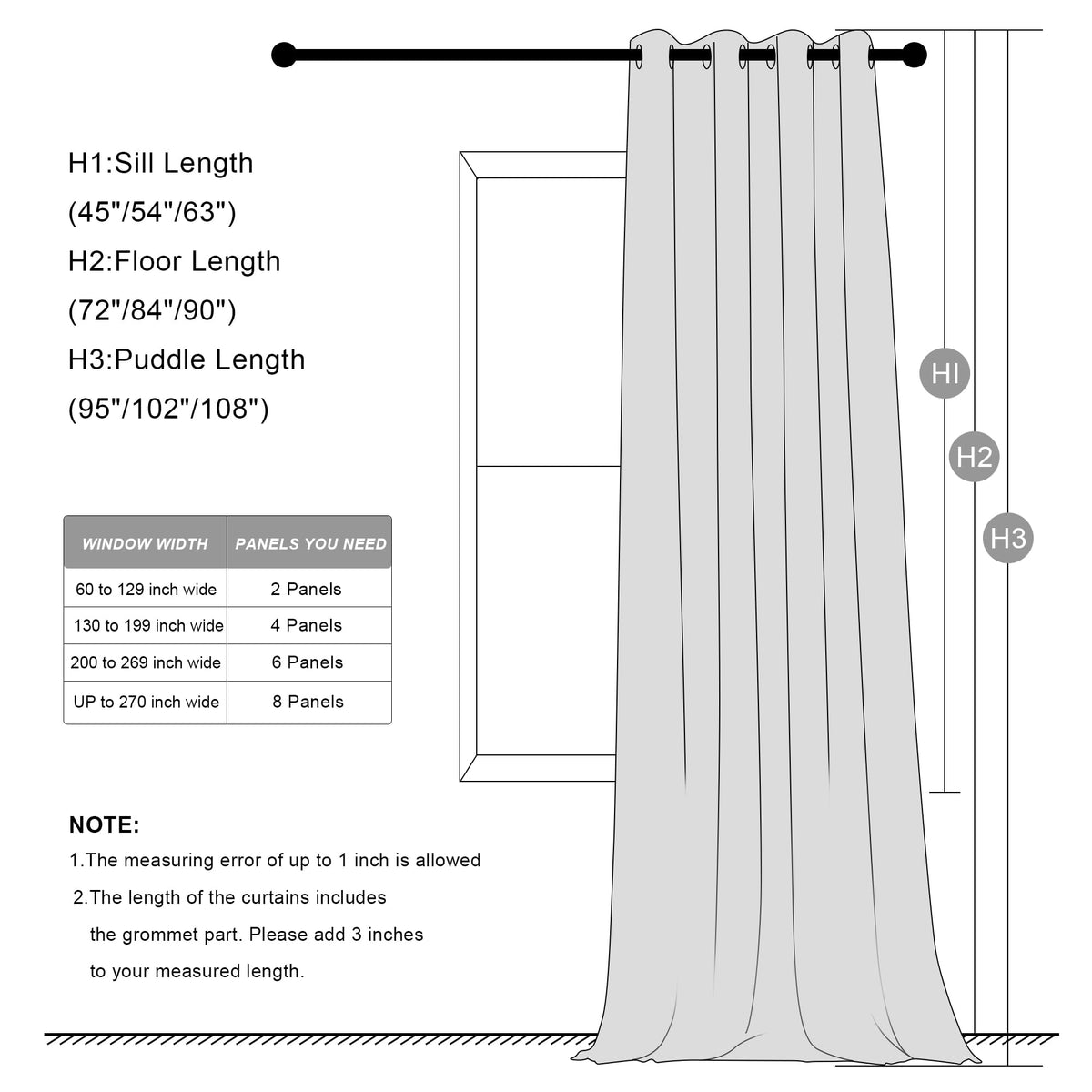 Linen Blackout Curtains 84 Inches Long 2 Panels Set O671
