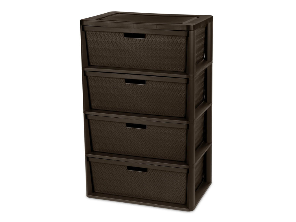 Brown 4 Drawer Plastic Storage Dresser V4513