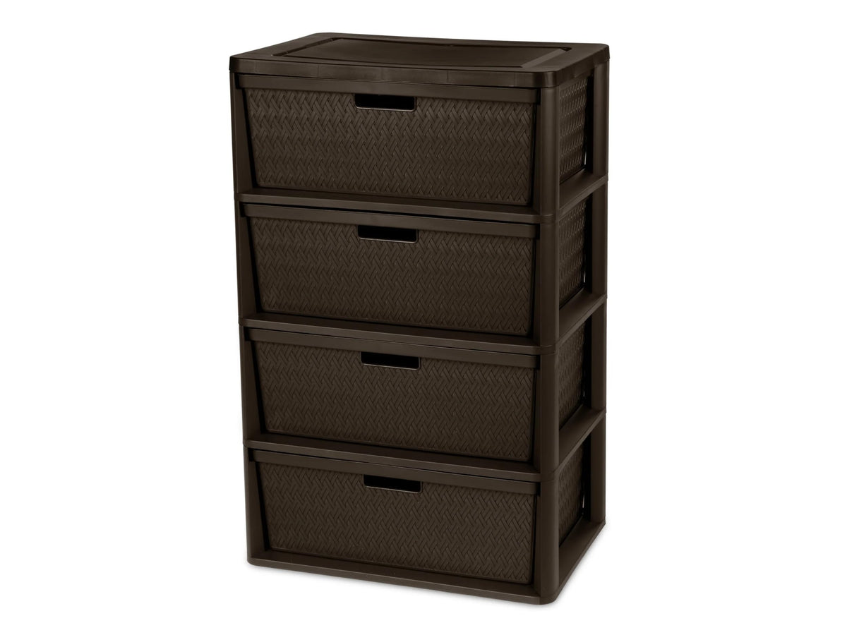 Brown 4 Drawer Plastic Storage Dresser V4513