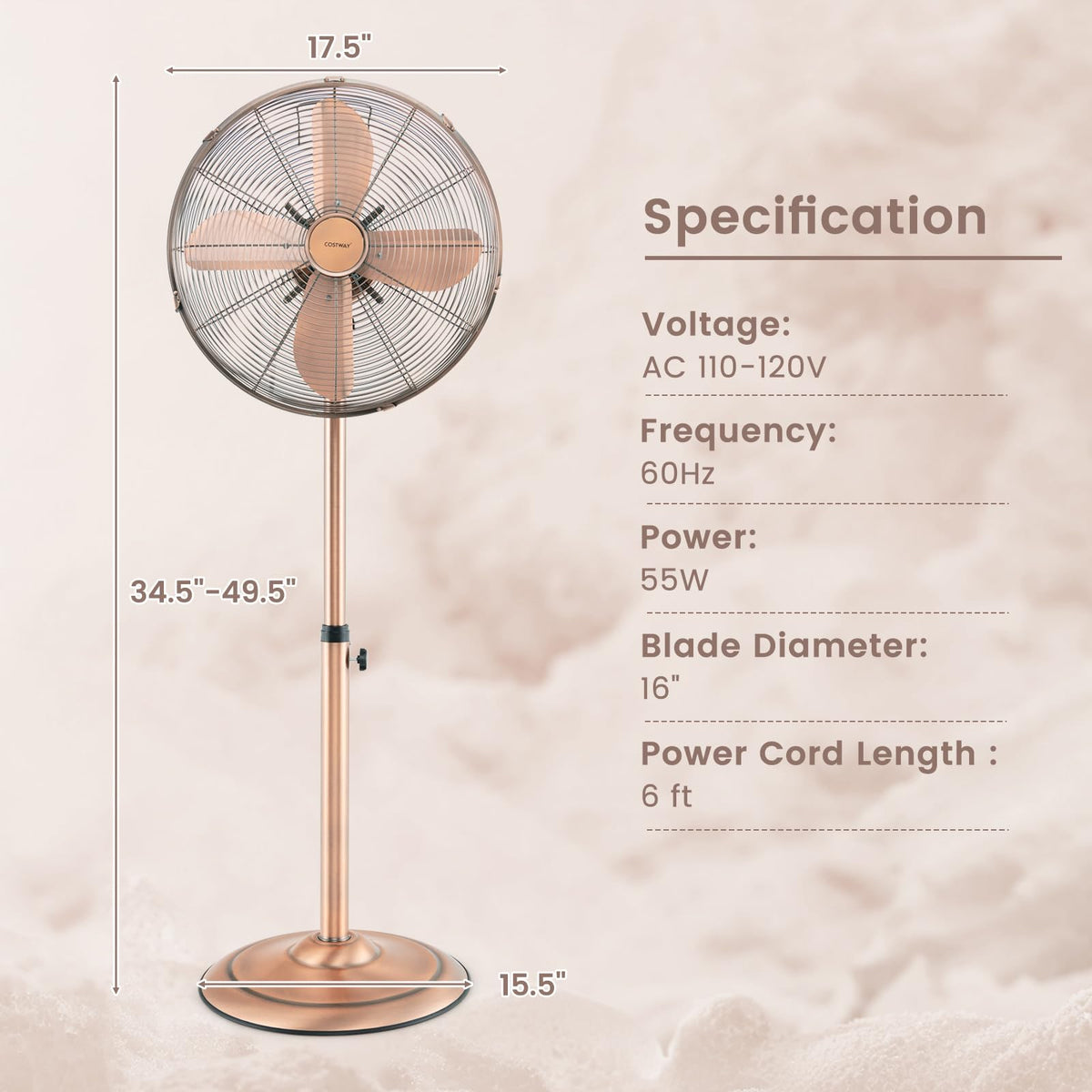 16" Metal Pedestal Fan P8978