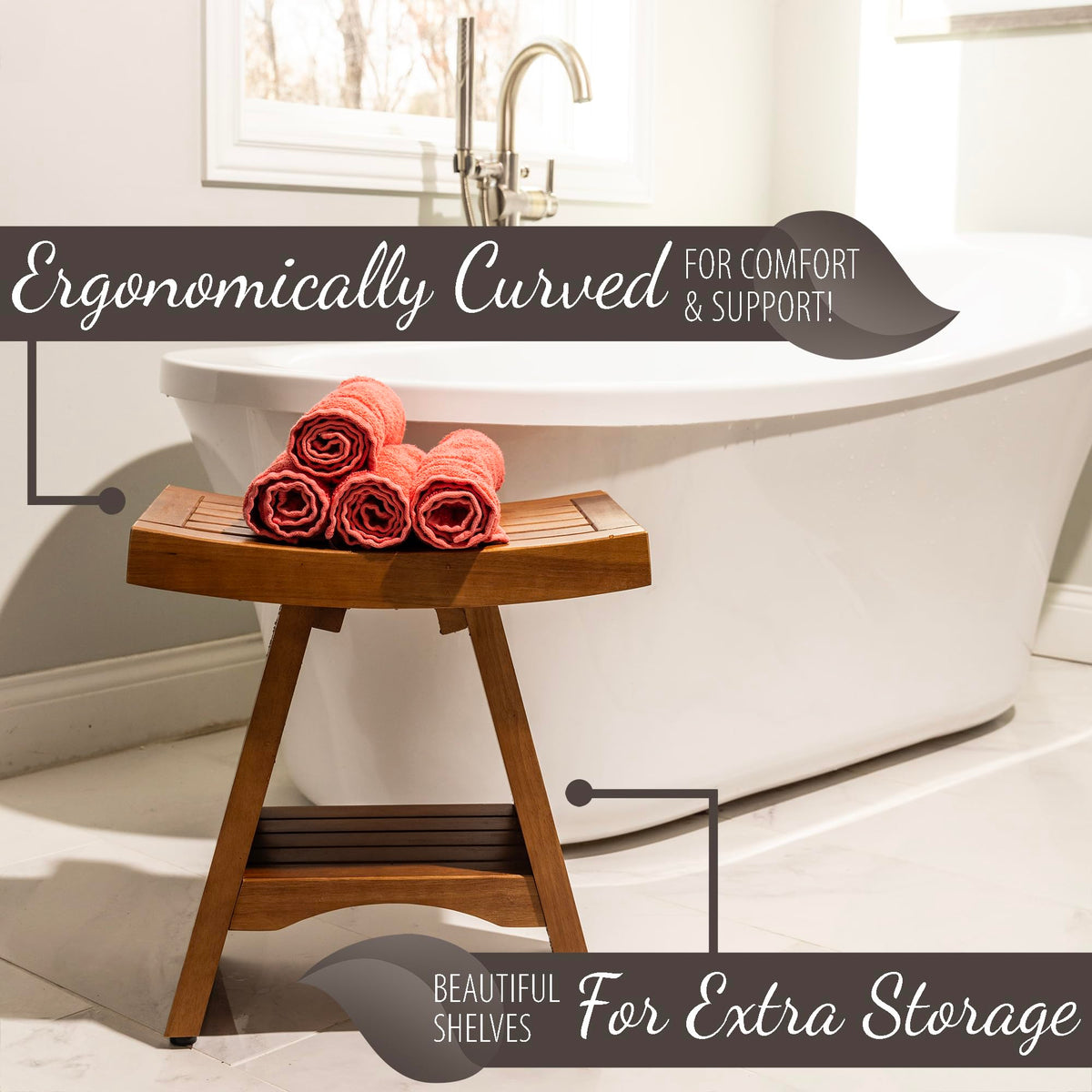 Teak Shower Bench 18 Inches Y10455