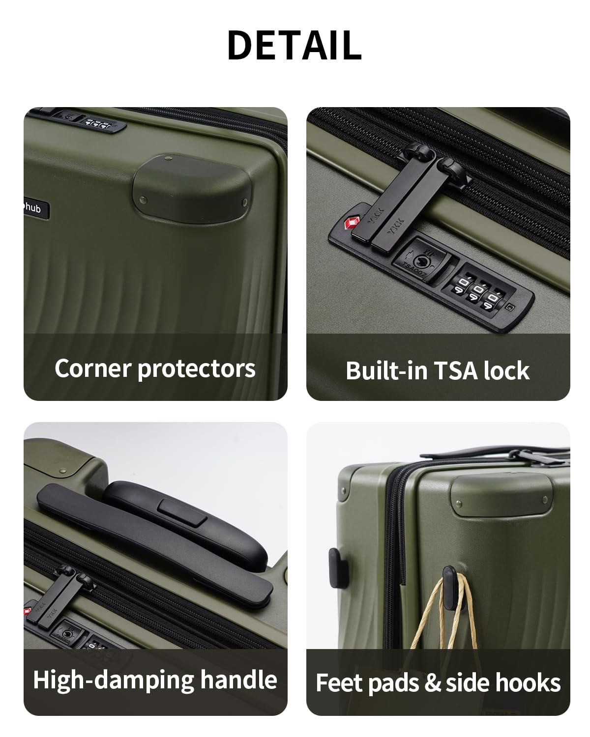 Hardside Expandable Carry On Luggage 20" Green E293