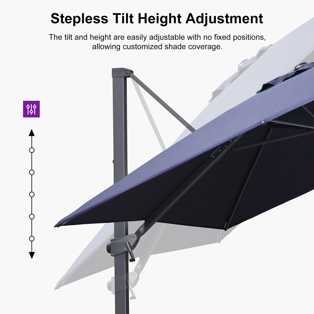 Navy Blue Cantilever Umbrella with Base T614833