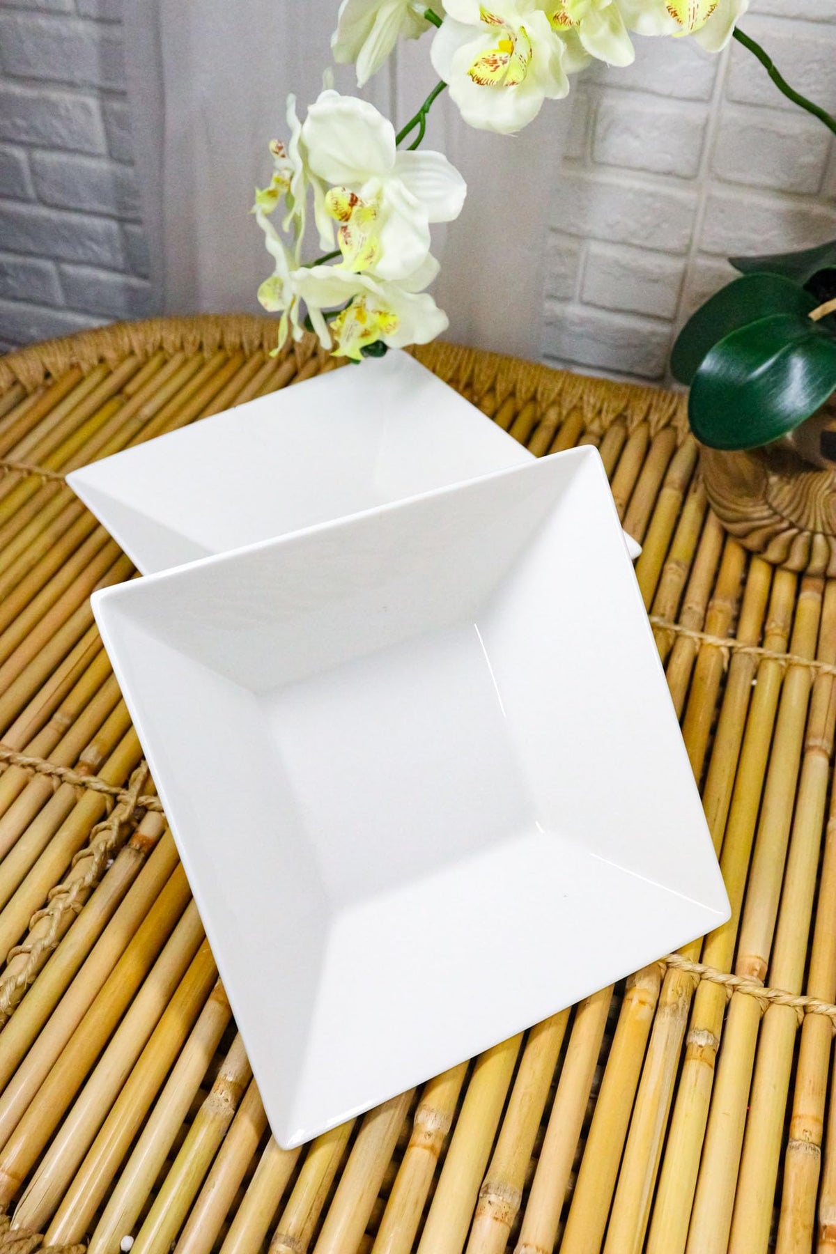 Porcelain Square Bowls 35oz Dishwasher And Microwave Safe W7692