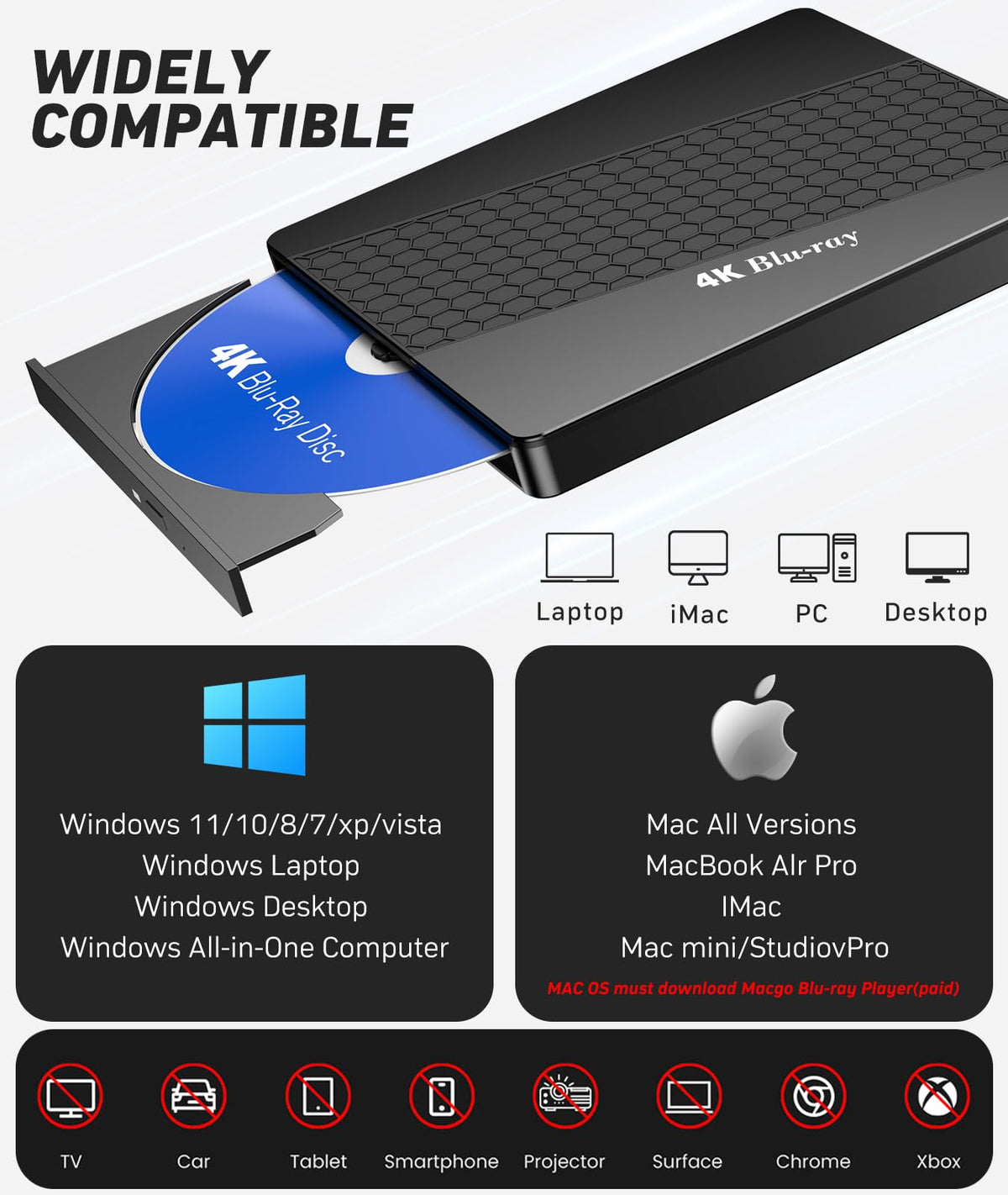 4k Blu Ray Drive with Carry Case U36182