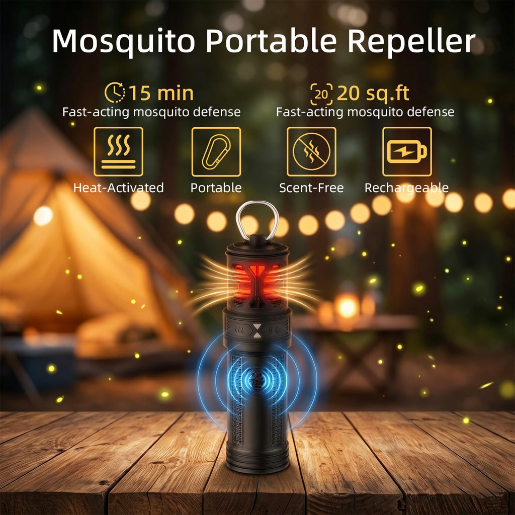 Portable Ultrasonic Mosquito Repeller with Carabiner Hook (6 Refills) H497192