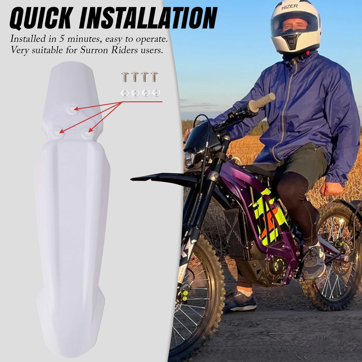 White Dirt Bike & Ebike Front Fender N762