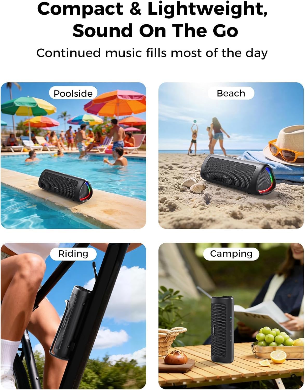 20W Portable Wireless Bluetooth Speaker, IPX5 Waterproof, Black H993
