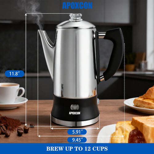 12 Cup Stainless Steel Electric Coffee Percolator U9658