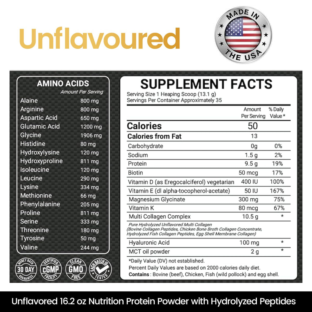 Multi Collagen Protein Powder 16.2 oz Pack of 6 Unflavored X45820