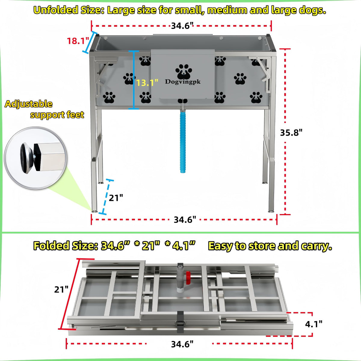 Portable Foldable Dog Bathtub H436969