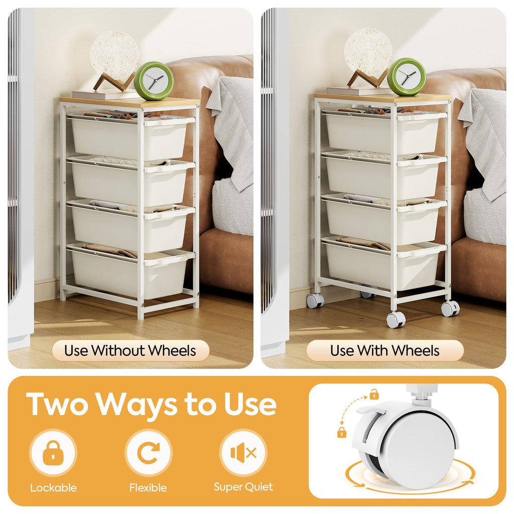 Slim Rolling Cart with 4 Drawers I62609
