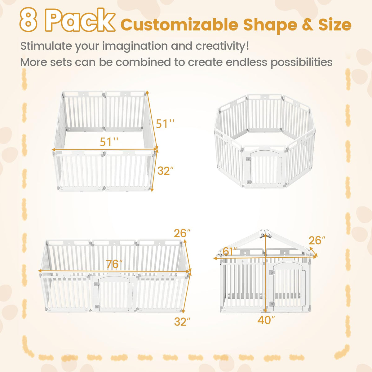 16 Panel 32''H Plastic Dog Playpen with Lockable Door X274194