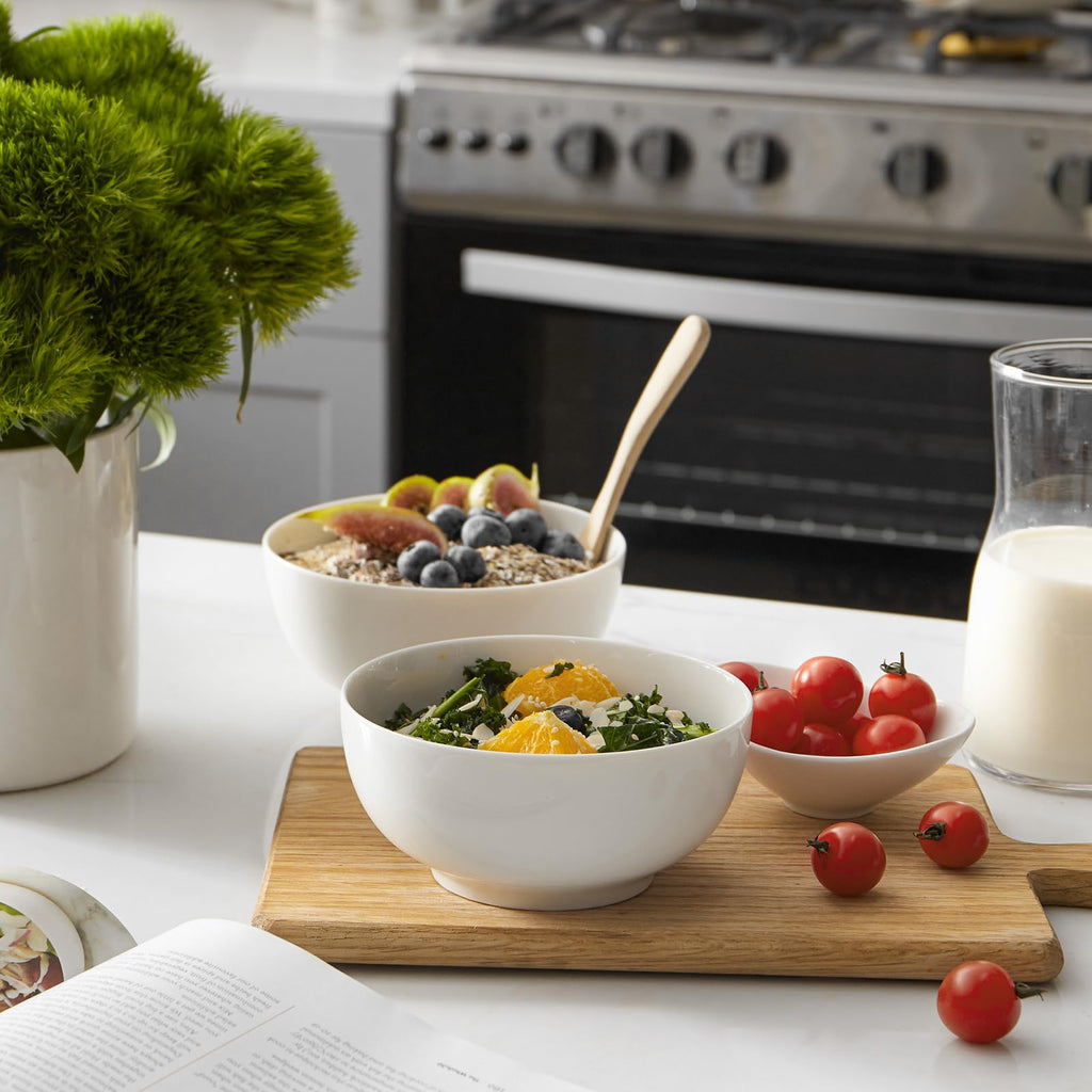 White Ceramic Bowls Set of 4 H246756