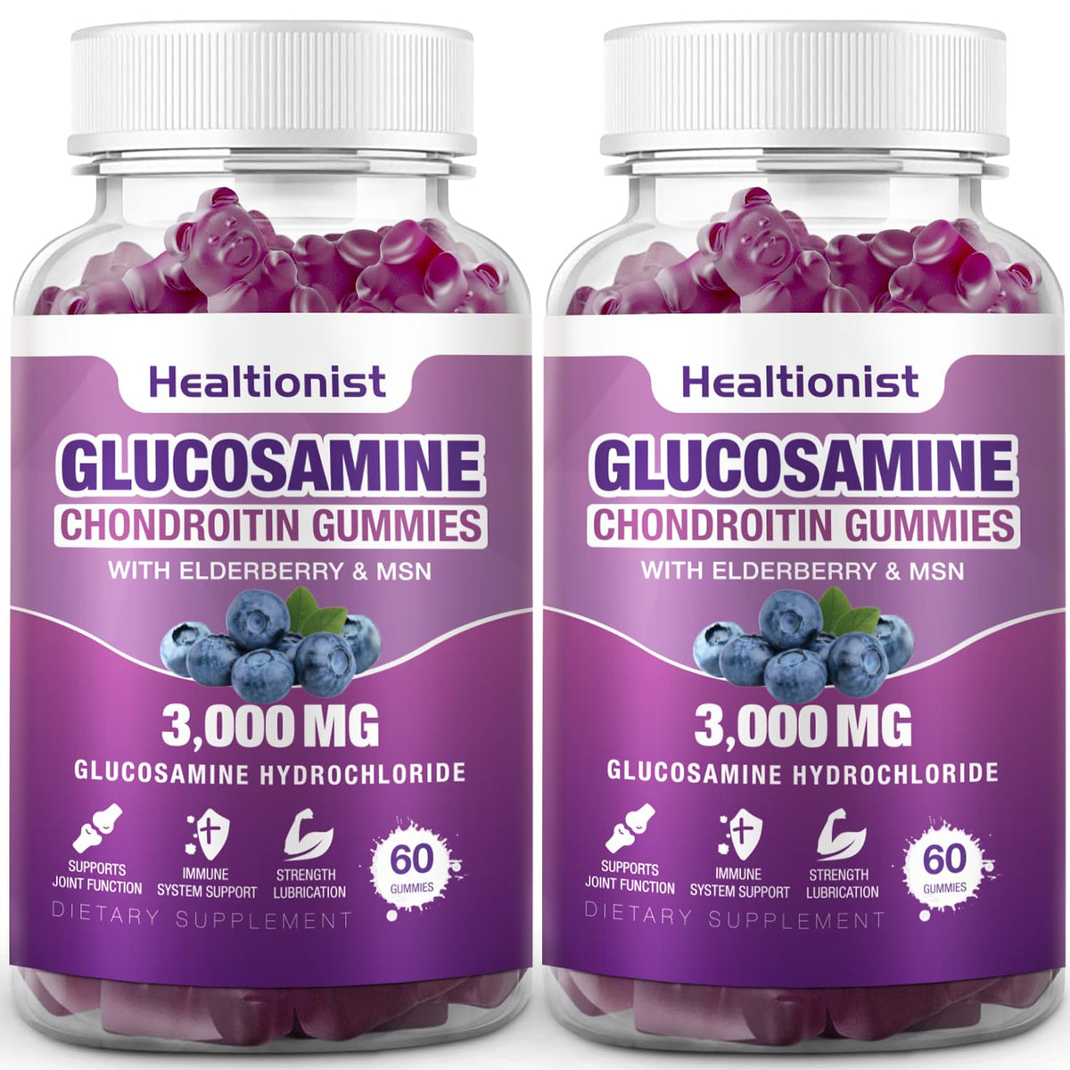 3000mg Glucosamine Chondroitin Gummies with MSM & Elderberry 120 Cts Z46912