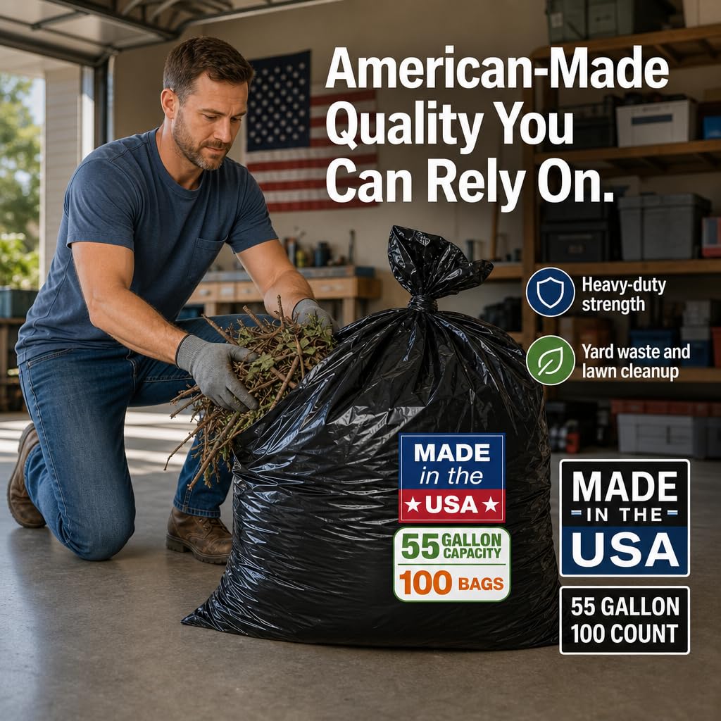 Heavy Duty Black 55-60 Gallon Trash Bags 100 Count H2134
