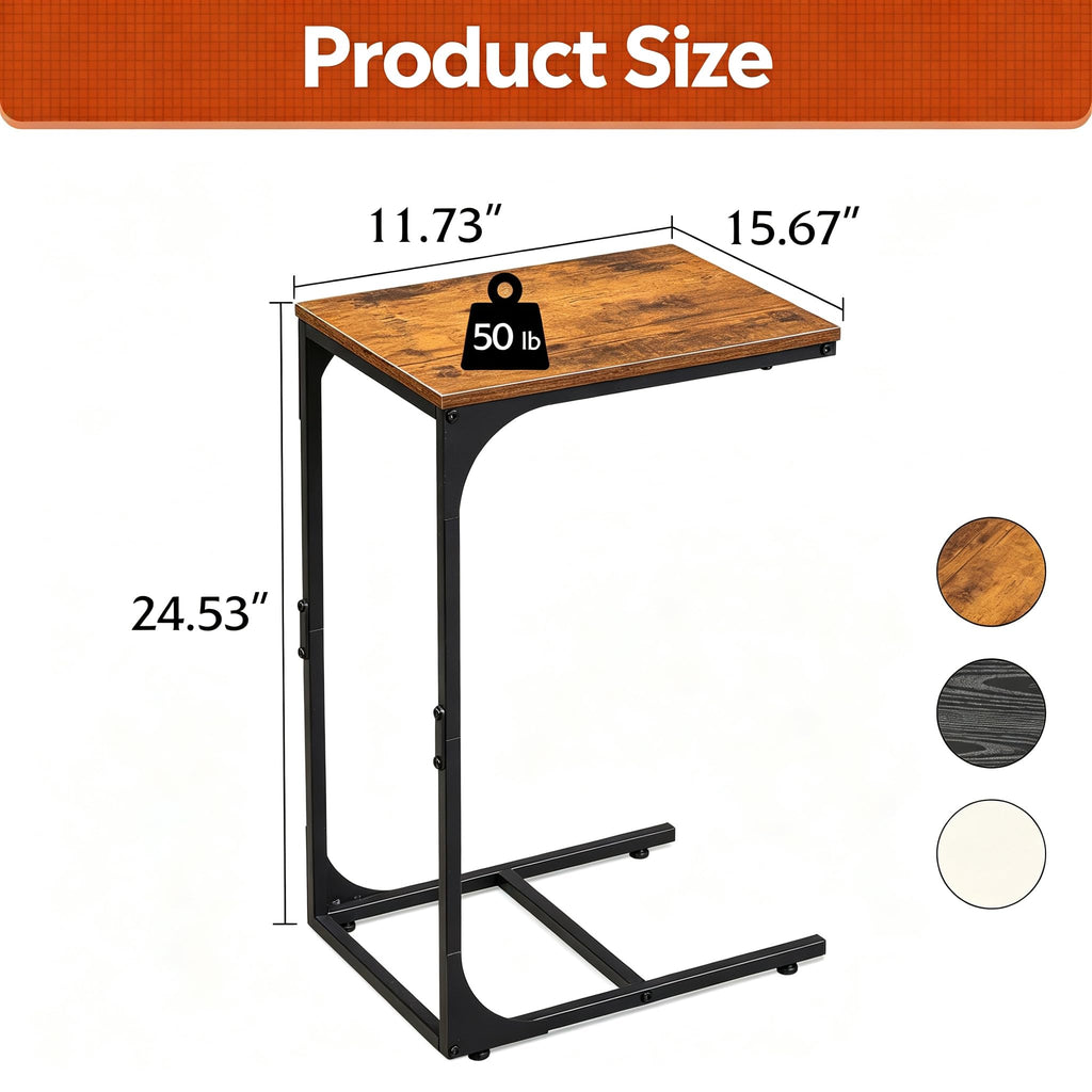 C-Shaped End Table Set of 2 Metal Frame U897004