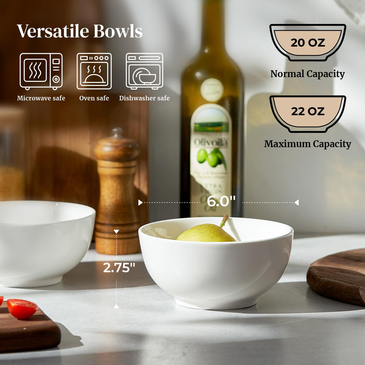 White Ceramic Bowls Set of 4 H246756