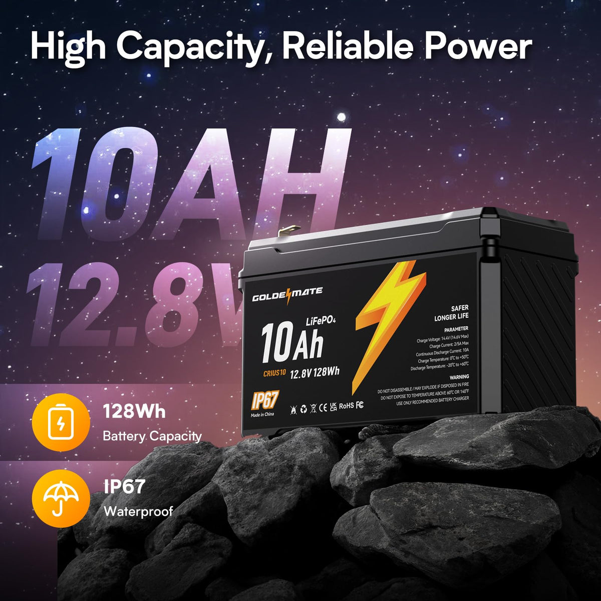 12V 10Ah Lithium LiFePO4 Battery 2 Packs N131687