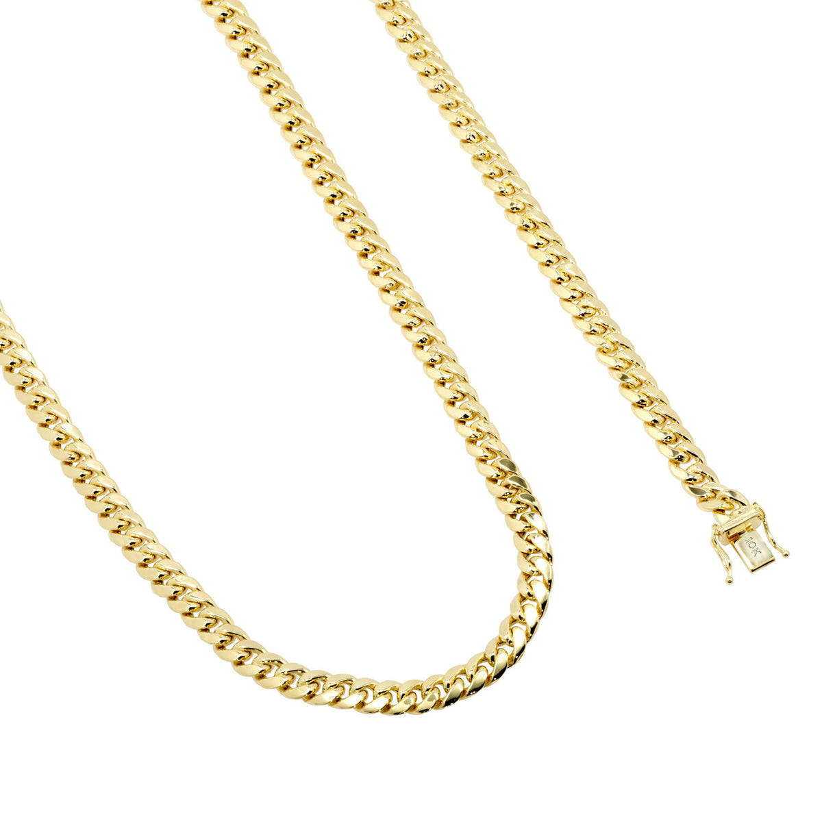 10k Yellow Gold Cuban Link Chain Necklace A1076