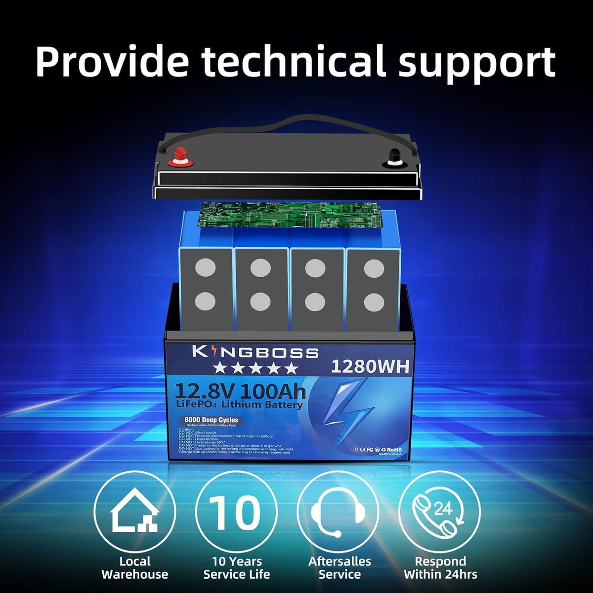 12V 100Ah LiFePO4 Lithium Battery with 100A Smart BMS N570688