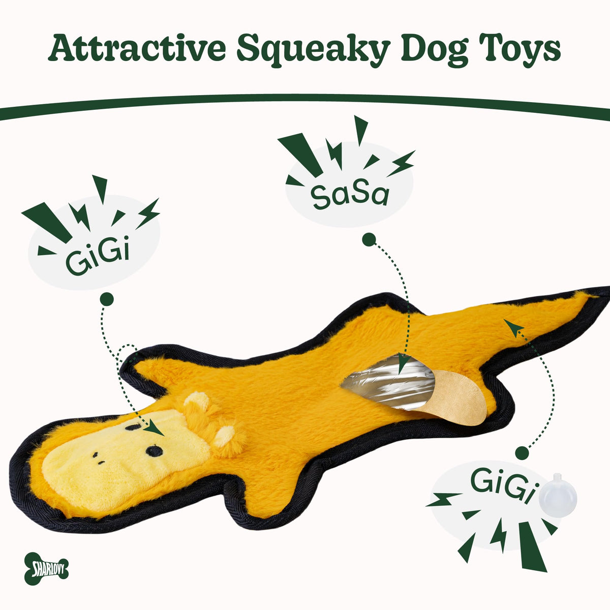 Crinkle Squeaky Plush Dog Toys 5 Pack X6484