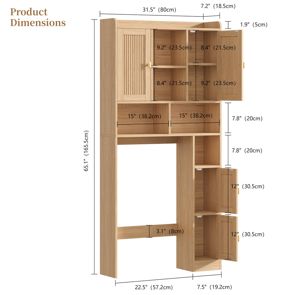 Over The Toilet Storage Cabinet with 4 Doors V764
