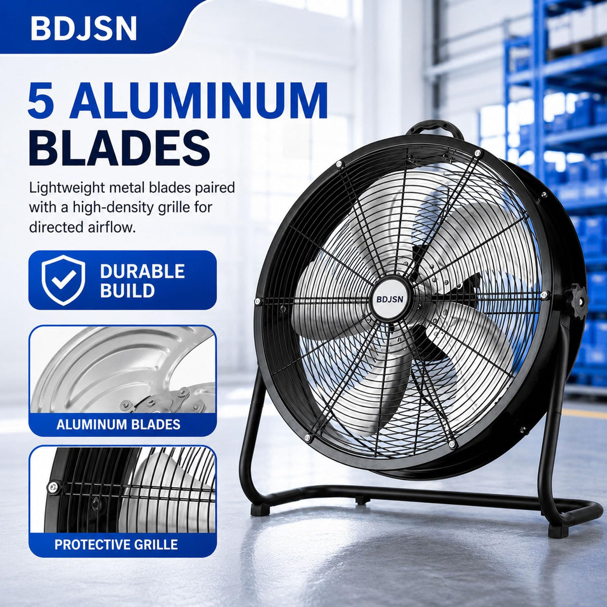 3-speed High Velocity Drum Fan with 5 Aluminium Blades E98426